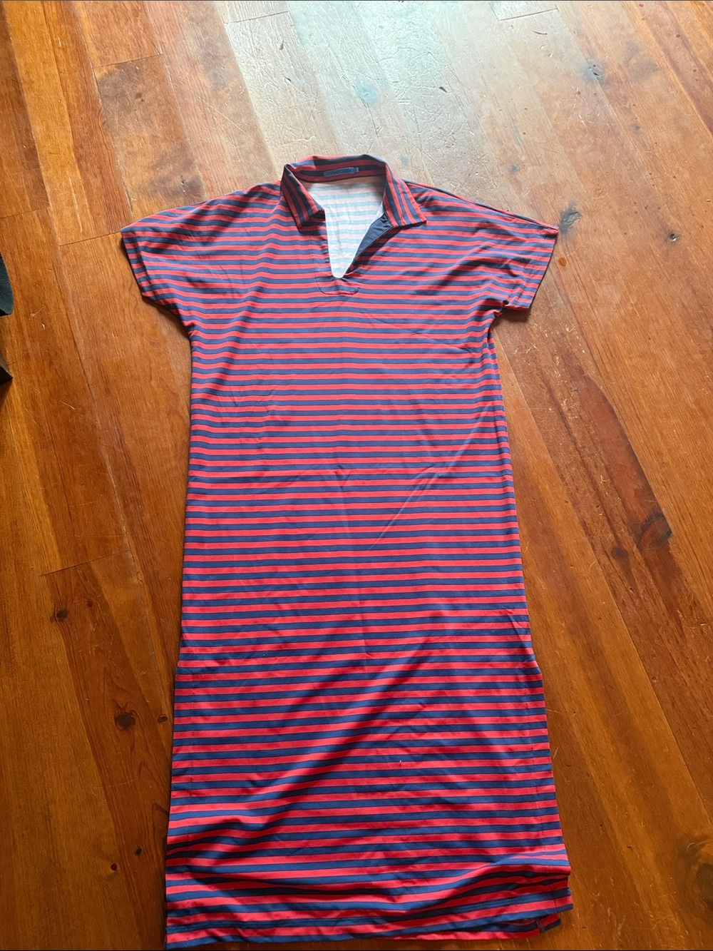 J. McLaughlin Red and Navy Striped Polo Maxi Dress size small